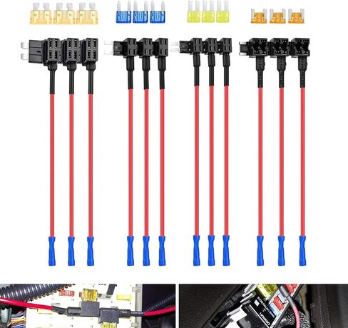 12 PCS Automotive Additional Circuit Fuse Adapter Kit, Upgraded Version 12V with Standard MICRO2 Mini ATO ATC ATM APM 4 Tap Adapter, Dual Slot Blade Fuse Holder, Universal Cars (Multicolored) in Saudi Arabia