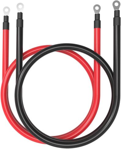 4 AWG Gauge Red + Black Pure Copper Battery Cables Power Inverter Wire Set for Solar, RV, Car, Boat, Automotive, Marine, Motorcycle with 3/8 in Lugs (4 AWG, 3 Feet) in Saudi Arabia