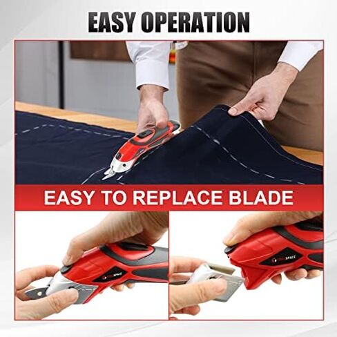 Cordless Electric Scissors with Two Blades, TOOLSPACE Electric Cardboard Cutter Electric Fabric Scissors for Cutting Fabric, 4V Lithium-Ion Rechargeable Battery, Easy Carry and Fast Charging in Saudi Arabia