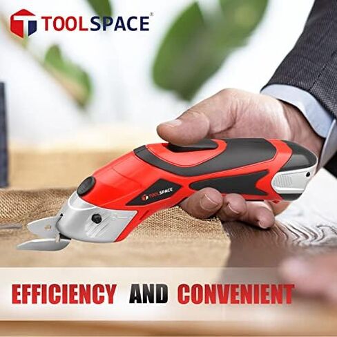 Cordless Electric Scissors with Two Blades, TOOLSPACE Electric Cardboard Cutter Electric Fabric Scissors for Cutting Fabric, 4V Lithium-Ion Rechargeable Battery, Easy Carry and Fast Charging in Saudi Arabia