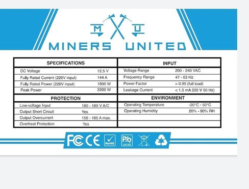 مزود طاقة بقدرة 1800 واط ASIC PSU BTC Bitcoin in Kuwait