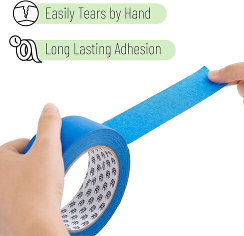 بيتس - شريط طلاء، شريط طلاء 0.7 بوصة، 3 عبوات، 54 ياردة، 162 ياردة إجمالاً، شريط طلاء، شريط لاصق، شريط لاصق أزرق، شريط آمن على الحائط، شريط طلاء، شريط رسام أزرق in Kuwait