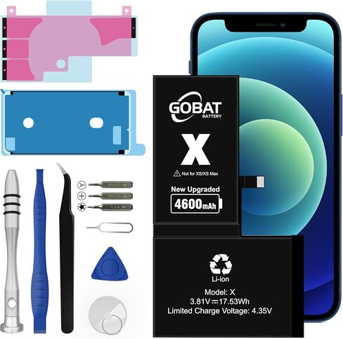 بطارية بديلة لهاتف iPhone X، بطارية عالية السعة 4600 مللي أمبير في الساعة لهاتف iPhone X (موديل A1865 A1901 A1902) مع مجموعة أدوات بديلة in Kuwait