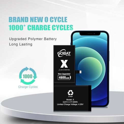بطارية بديلة لهاتف iPhone X، بطارية عالية السعة 4600 مللي أمبير في الساعة لهاتف iPhone X (موديل A1865 A1901 A1902) مع مجموعة أدوات بديلة in Kuwait