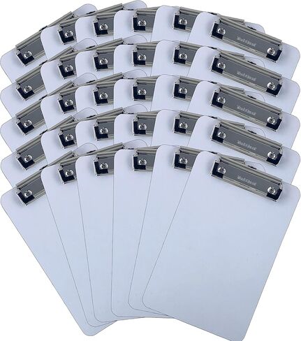 لوح كتابة صغير بحجم 6 بوصات × 9 بوصات، سطح جاف للمسح بمشبك منخفض (عبوة من 30 قطعة) (صغير) in Kuwait