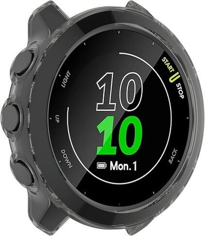 MOTONG لـ Garmin Forerunner 55 حافظة واقية شفافة من مادة TPU - غطاء حماية من مادة TPU لـ Garmin Forerunner 55 (TPU أسود) in Saudi Arabia