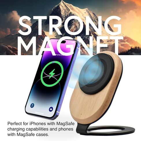 محطة شحن لاسلكية مغناطيسية مع محول شاحن سريع وسلك USB إلى USB C لأجهزة iPhone 15/14/13/12 وأجهزة سامسونج المتوافقة شاحن هاتف خلوي آمن بقدرة 15 وات للمكتب أو المنضدة in Saudi Arabia