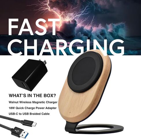 محطة شحن لاسلكية مغناطيسية مع محول شاحن سريع وسلك USB إلى USB C لأجهزة iPhone 15/14/13/12 وأجهزة سامسونج المتوافقة شاحن هاتف خلوي آمن بقدرة 15 وات للمكتب أو المنضدة in Saudi Arabia