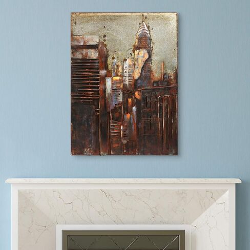 لوحة فنية جدارية من Empire Art Direct The Chrysler Building من الحديد متعدد الوسائط مرسومة يدويًا جاهزة للتعليق، 40 بوصة × 30 بوصة × 3.2 بوصة in Saudi Arabia