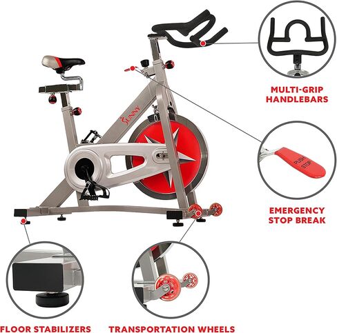 دراجة التمارين الرياضية الداخلية لركوب الدراجات من Sunny Health & Fitness مع مقاومة مغناطيسية/لبادية ومحرك حزام/سلسلة، اتصال بلوتوث اختياري مع تطبيق SunnyFit® in Saudi Arabia