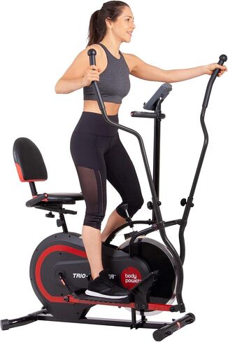 [BODY POWER] - 2nd Gen, PATENTED 3 in 1 Exercise Machine, Elliptical with Seat Back Cushion, Upright Cycling, and Reclined Bike Modes - Digital Computer Targets Different Body Parts, BRT5118 in Saudi Arabia