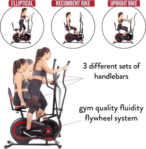 [BODY POWER] - 2nd Gen, PATENTED 3 in 1 Exercise Machine, Elliptical with Seat Back Cushion, Upright Cycling, and Reclined Bike Modes - Digital Computer Targets Different Body Parts, BRT5118 in Saudi Arabia