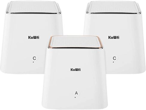 نظام KuWFi Mesh Wi-Fi، غطاء شبكة جيجابت واي فاي، يستبدل جهاز توجيه WiFi وموسع، المنزل بالكامل 6000 قدم مربع. تغطية قدم، معزز شبكة WiFi لاسلكي عالي الأداء وسلس (3 عبوات) in Kuwait