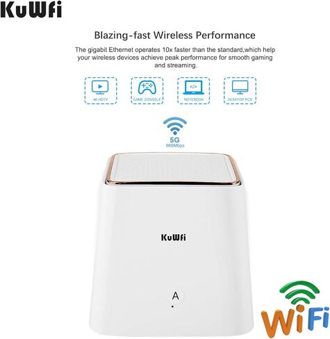 نظام KuWFi Mesh Wi-Fi، غطاء شبكة جيجابت واي فاي، يستبدل جهاز توجيه WiFi وموسع، المنزل بالكامل 6000 قدم مربع. تغطية قدم، معزز شبكة WiFi لاسلكي عالي الأداء وسلس (3 عبوات) in Kuwait