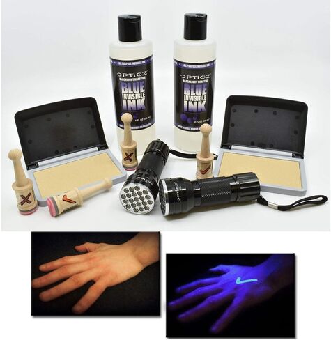 الأشعة فوق البنفسجية Blacklight التفاعلية حبر أزرق غير مرئي لختم المستندات ووضع العلامات الأمنية (مجموعة المبتدئين) in Kuwait