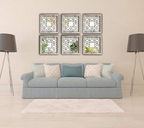qmdecor مربع ريفي المتعثرة الأبيض مؤطرة مرآة ديكور الحائط 12 × 12 بوصة الحديثة DIY الأزياء خشب ليفي متوسط ​​الكثافة المواد الخشبية الحائط المرايا مجموعة من 2 قطعة in Kuwait