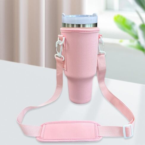 Water Bottle Holder with Strap for Stanley 40 30 Oz Tumbler with Handle,Water Bottle Carrier Bag with Phone Pocket and Sling,Stanley Cup Accessories or Hiking Travelling Camping in Saudi Arabia