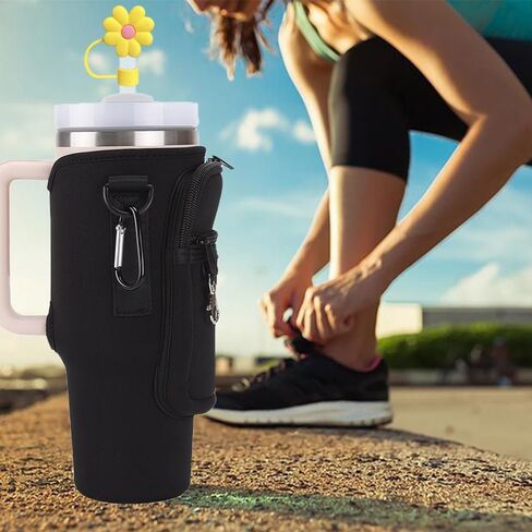 Water Bottle Holder with Strap for Stanley 40 30 Oz Tumbler with Handle,Water Bottle Carrier Bag with Phone Pocket and Sling,Stanley Cup Accessories or Hiking Travelling Camping in Saudi Arabia