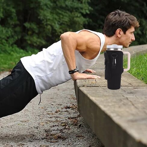 Water Bottle Holder with Strap for Stanley 40 30 Oz Tumbler with Handle,Water Bottle Carrier Bag with Phone Pocket and Sling,Stanley Cup Accessories or Hiking Travelling Camping in Saudi Arabia