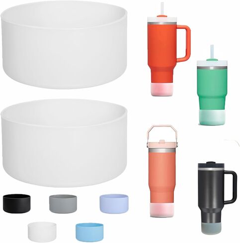 Boot for Stanley Cup Accessories, Silicone sleeve for Stanley Accessories, 40 oz 30 oz Tumbler Bottle, Bottom protector for Owala, boot for Stanley Cup Accessories (2-Pack, Black) in Kuwait