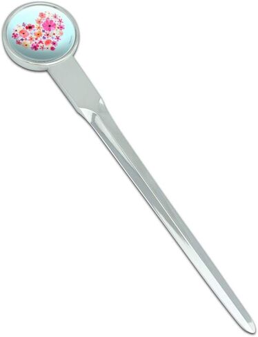 Flower Heart Love Classic Chrome Plated Metal Envelope Letter Opener Slitter in Saudi Arabia