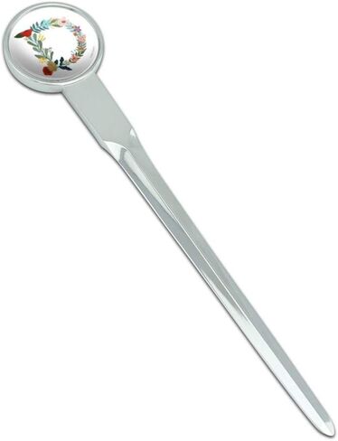 Letter D Floral Monogram Initial Classic Chrome Plated Metal Envelope Letter Opener Slitter in Saudi Arabia