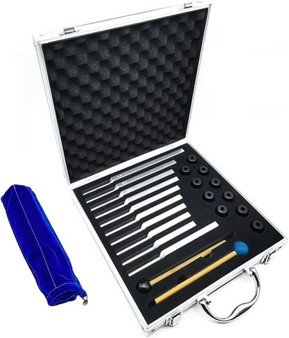 طقم شوكة ضبط سولفيجيو 10 قطع، أدوات علاج بالموسيقى غير مرجحة لشفاء الصوت والتأمل مع مطرقتين (174 هرتز 285 هرتز 396 هرتز 417 هرتز 528 هرتز 639 هرتز 741 هرتز 852 هرتز 963 هرتز 432 هرتز) in Kuwait