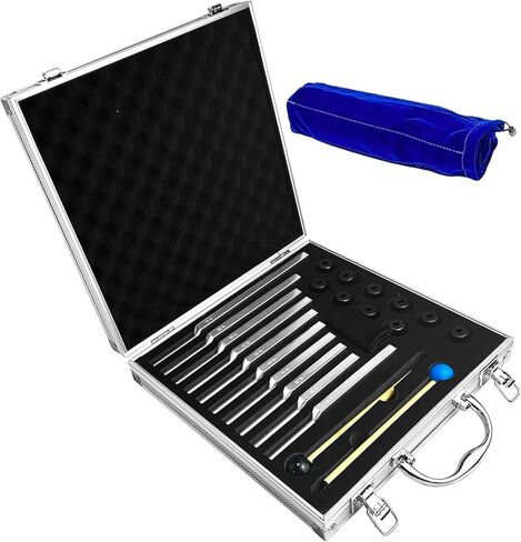 طقم شوكة ضبط سولفيجيو 10 قطع، أدوات علاج بالموسيقى غير مرجحة لشفاء الصوت والتأمل مع مطرقتين (174 هرتز 285 هرتز 396 هرتز 417 هرتز 528 هرتز 639 هرتز 741 هرتز 852 هرتز 963 هرتز 432 هرتز) in Kuwait