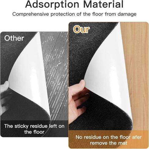 Office Desk Chair Mat for Hardwood Floor Adhesive-Backed, 44''x52'' Computer Gaming Rolling Chair Mat Anti-Slip, Easy Glide Vinyl Floor Protector Mat for Rolling Chair, Sound Proof Floor Mat in Kuwait