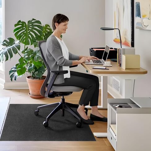 Office Desk Chair Mat for Hardwood Floor Adhesive-Backed, 44''x52'' Computer Gaming Rolling Chair Mat Anti-Slip, Easy Glide Vinyl Floor Protector Mat for Rolling Chair, Sound Proof Floor Mat in Kuwait