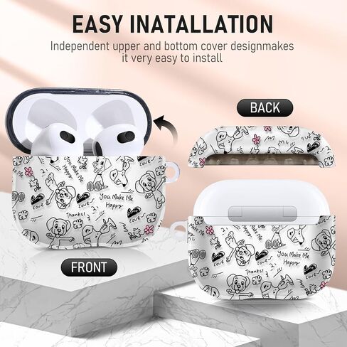 غطاء حافظة لجهاز Airpods 3 تصميم رائع ومبتكر وفريد ​​من نوعه Airpods الجيل الثالث من السيليكون حافظة محمولة مقاومة للصدمات للنساء والفتيات مع سلسلة مفاتيح ومجموعة تنظيف لأجهزة Apple Airpods 3 in Saudi Arabia