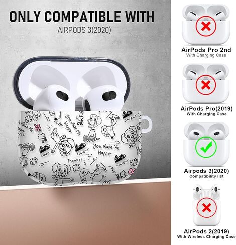 غطاء حافظة لجهاز Airpods 3 تصميم رائع ومبتكر وفريد ​​من نوعه Airpods الجيل الثالث من السيليكون حافظة محمولة مقاومة للصدمات للنساء والفتيات مع سلسلة مفاتيح ومجموعة تنظيف لأجهزة Apple Airpods 3 in Saudi Arabia