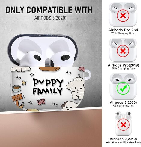 غطاء حافظة لجهاز Airpods 3 تصميم رائع ومبتكر وفريد ​​من نوعه Airpods الجيل الثالث من السيليكون حافظة محمولة مقاومة للصدمات للنساء والفتيات مع سلسلة مفاتيح ومجموعة تنظيف لأجهزة Apple Airpods 3 in Saudi Arabia