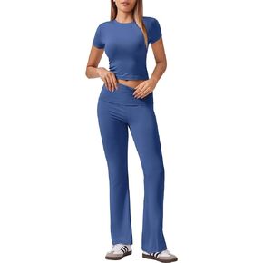 Ekouaer Lounge Women's Lounge مجموعات 2 قطعة من محاصيل الأكمام القصير سراويل السراويل الملاهي