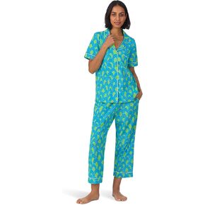 BedHead Pajamas Women's Cotton Knit Short Sleeve Cropped Pj Set
