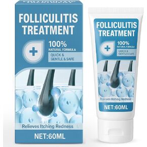 Folliculitis Treatment Cream, Effective Folliculitis Cream for Body, Face, Scalp, Gentle Formula for Daily Care, Safe, Fast-Acting & Non-Greasy, Professional Treatment for Folliculitis Scalp, 60 ML