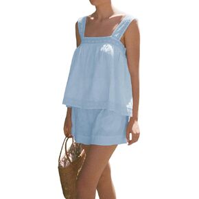 Womens Summer 2 قطعة قصيرة مجموعات أعلى وأعلى من الخصر الساق العريض الساق in Kuwait