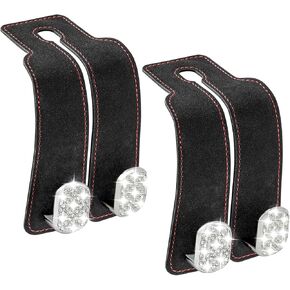 Car Hooks for Headrest 2 Pack - Bling Car Hooks with Heavy-Duty Metal & Rust-Resistant Finish, Cute Car Hooks for Purses and Bags, No-Tools Installation