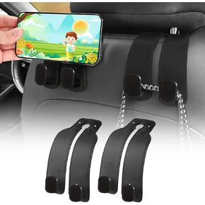 Car Hooks for Headrest,2 Pack Car Seat Headrest Hooks,Car Seat Back Storage Hook,Car Seat Hooks for Purses and Bag,Purse Holder for Car(Black)