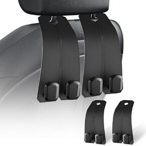 Headrest Hooks for Car, 2 - Pack Car Seat Hooks for Headrest, Purse Hook for Car, Car Purse Hook, Cute Car Hooks for Purses and Bags, Black