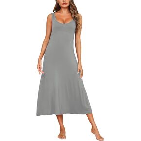 Marvmys Women Sleeveless Nightgown Sexy Long Nightwear Tank Sleepwear Wide Strap Chemsie Lingerie for Women S-2XL