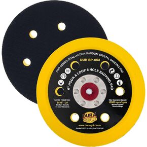 Dura-Gold Pro Series 6" PSA DA Sander Backing Plate Pad - Flexible Low Profile Edge, Dual-Action Random Orbital Sanding Pad, Vinyl Faced For Self-Adhesive Stickyback Sandpaper Discs - Auto Woodworking in Kuwait