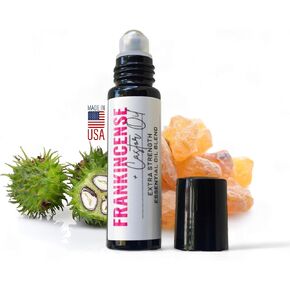 Frankincense Frereana + Organic Castor Oil Roller, Max Strength Essential Oil Blend, Cold Pressed Hexane Free, Made in USA, Anti-Aging and Anti-Wrinkle, Smoothing Skin Care 10ml