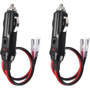 12V Cigarette Lighter Plug - 2 Pack Male Cigarette Lighter Plug Adapter with Leads & LED Light - 16AWG Car Replacement Male 15A Fused Cigarette Lighter Socket Cord (2PACK)