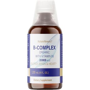Organic Vitamin B-Complex B5 Pantothenic Acid | B12 Methylcobalamin | B1 Thiamine | B6 Pyridoxine | B7 Biotin | B9 Folic | B3 Niacinamide - B Complex Liquid Supplement, 4 fl oz