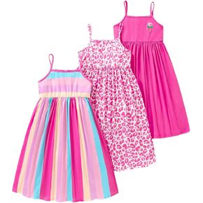 GORGLITTER Girl's 3 Pack Easter Dress Cute Summer Ruffle Sleeveless Strappy A Line Peplum Flowy Mini Sundress 2025