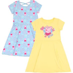 Peppa Pig Girls 2 Pack Skater Dresses Toddler to Big Kid Sizes (2T - 10-12)