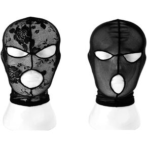 Black Women's Light Lace Floral Veil, Role Play Headcovers Party Rave Masks