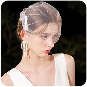 Lace Pearl Veil Birdcage Veils Tea Party Fascinator Veil Short Veils for Bachelorette Party