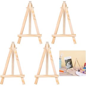 Giantree 4 Pcs 5.9 Inch Mini Easel Wood Display, Small Table Top Easels for Painting, Artist Triangle Wooden Easel Stand Canvas Holder Stand for Sign Photo Display Tabletop Phone